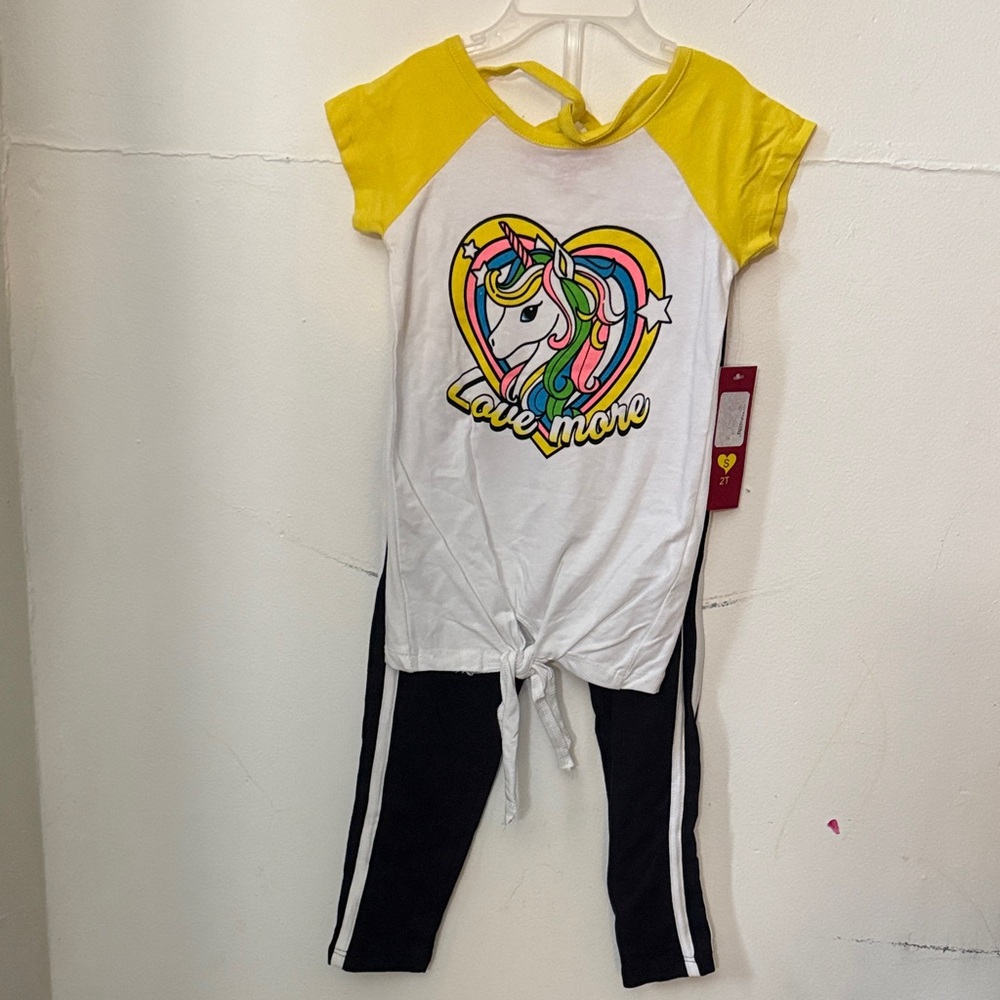 Kids Unicorn Love More Matching Set - Yellow and Black